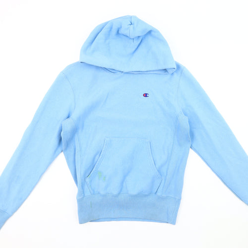 Champion Blue Unisex Hoodie Sz S Pullover Logo