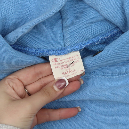 Champion Blue Unisex Hoodie Sz S Pullover Logo