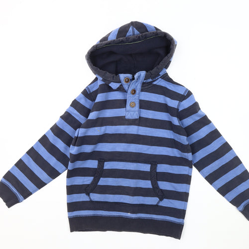 FatFace Boys Blue Striped Henley Hoodie 10-11 Years