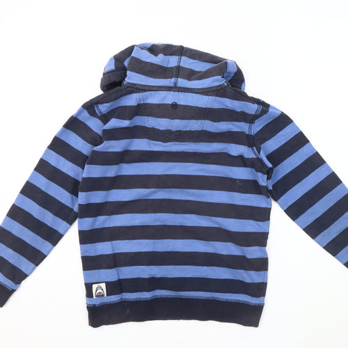 FatFace Boys Blue Striped Henley Hoodie 10-11 Years