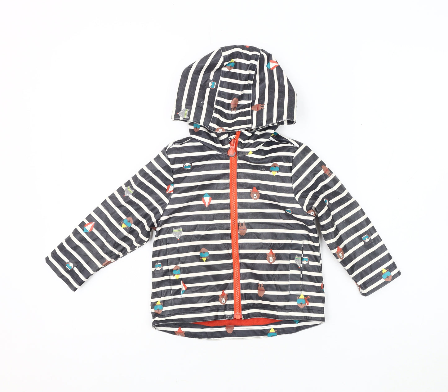 Joules Unisex Rain Coat 12-18M Multicoloured Striped Hooded Waterproof