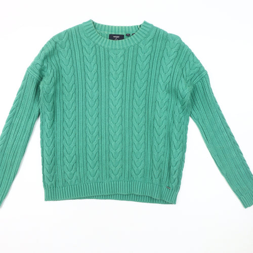 Superdry Women's Green Cable-Knit Jumper Size 6