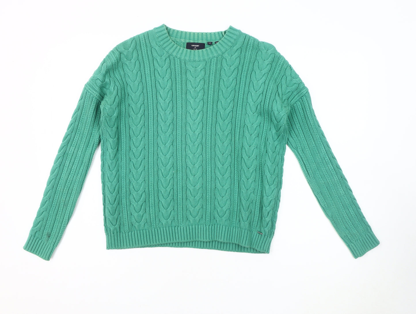 Superdry Women's Green Cable-Knit Jumper Size 6