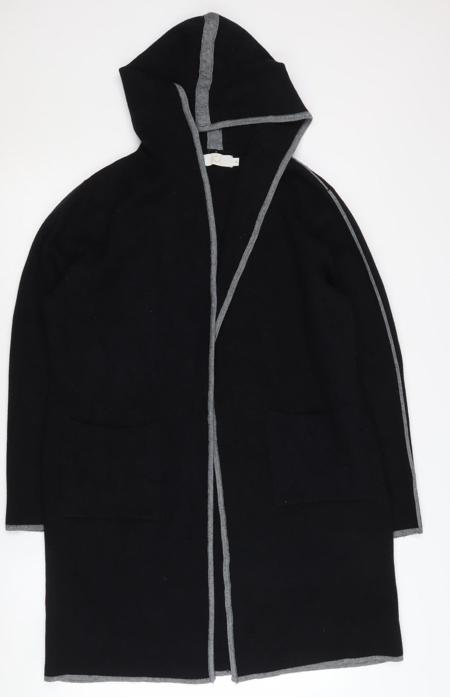JCL Women's Black Hooded Long Coatigan M