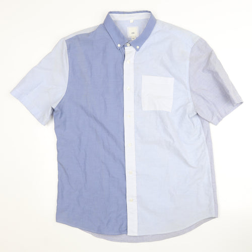 River Island Men's Blue Colourblock Casual Shirt L