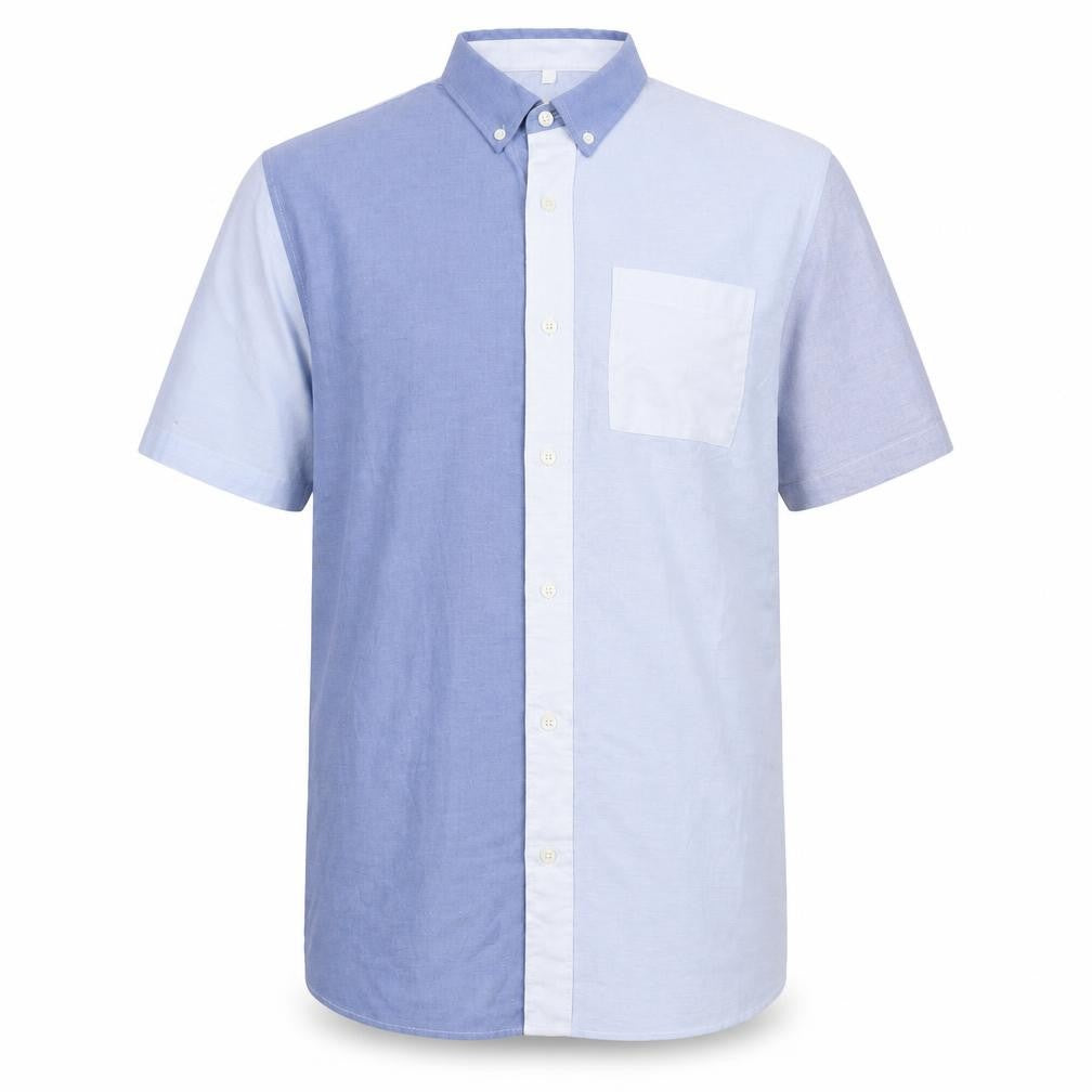 Front view of River Island Men's Blue Colourblock Casual Shirt L