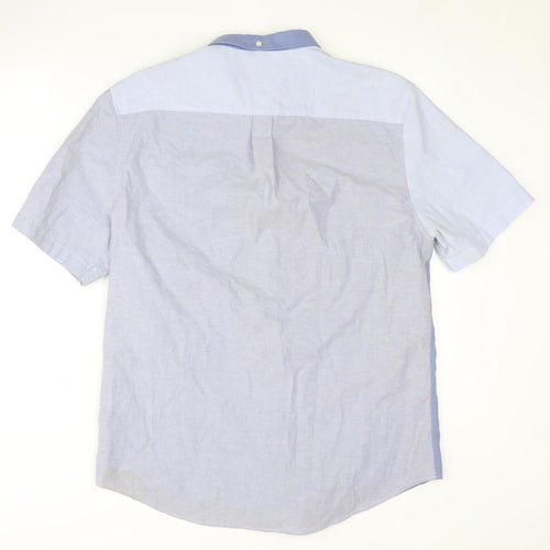 River Island Men's Blue Colourblock Casual Shirt L