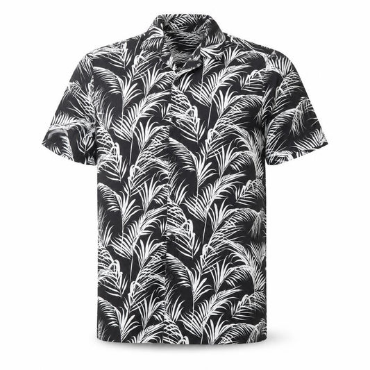 Front view of Goodfornothing Men's Black Floral Shirt - L Casual
