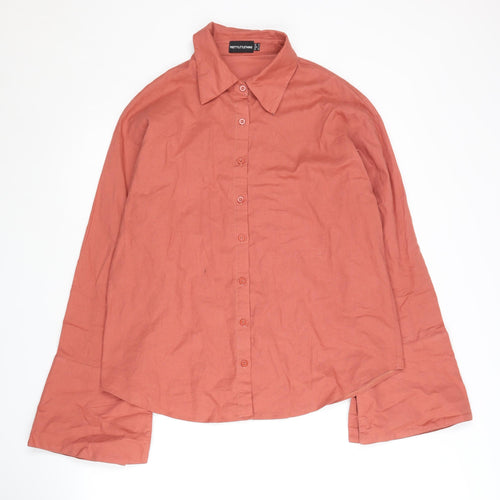 PrettyLittleThing Women’s Red Button-Up Shirt Size 8