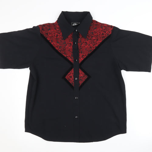 Silver Dollar Unisex Black Button-Up Shirt, Size 14