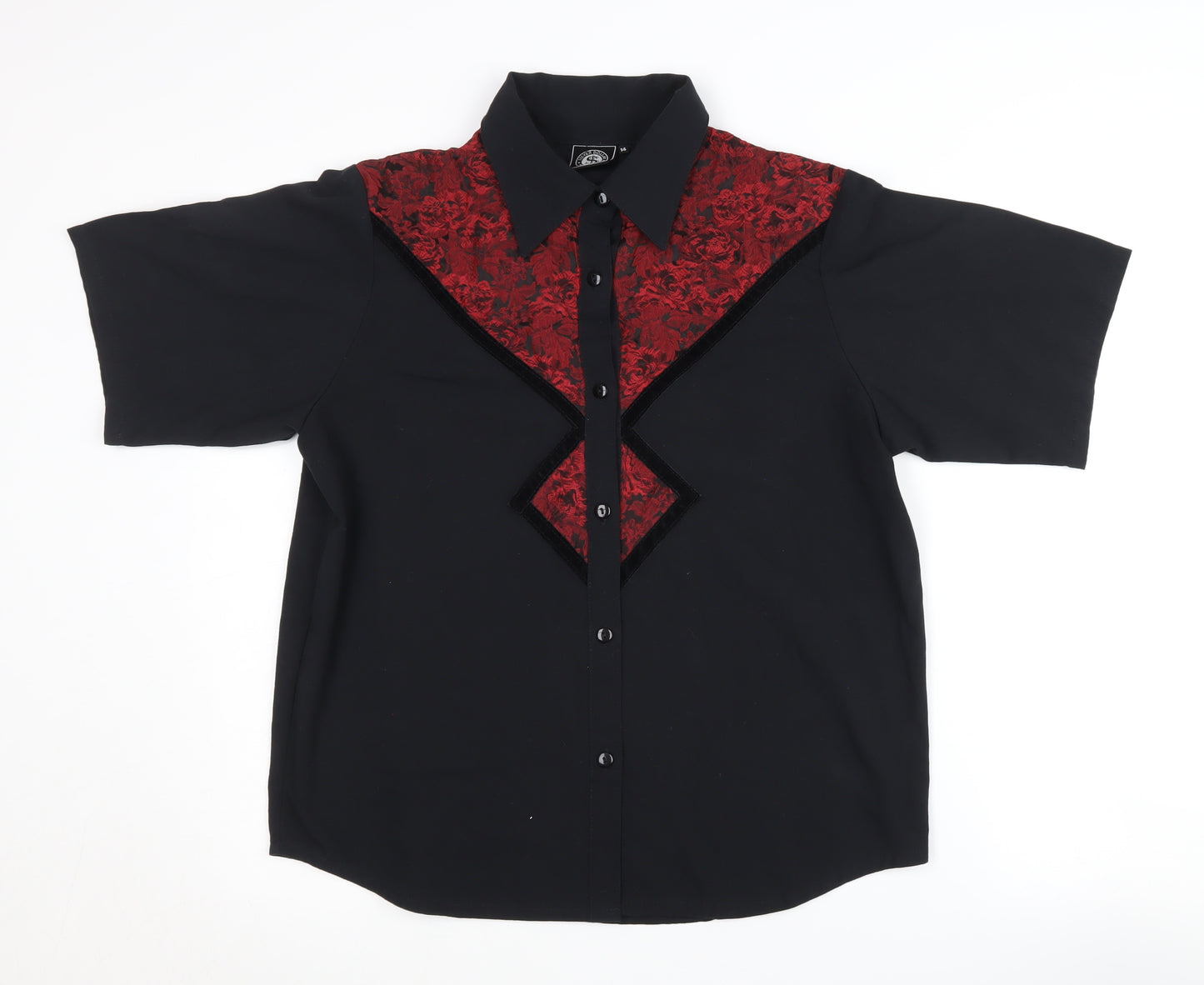 Silver Dollar Unisex Black Button-Up Shirt, Size 14