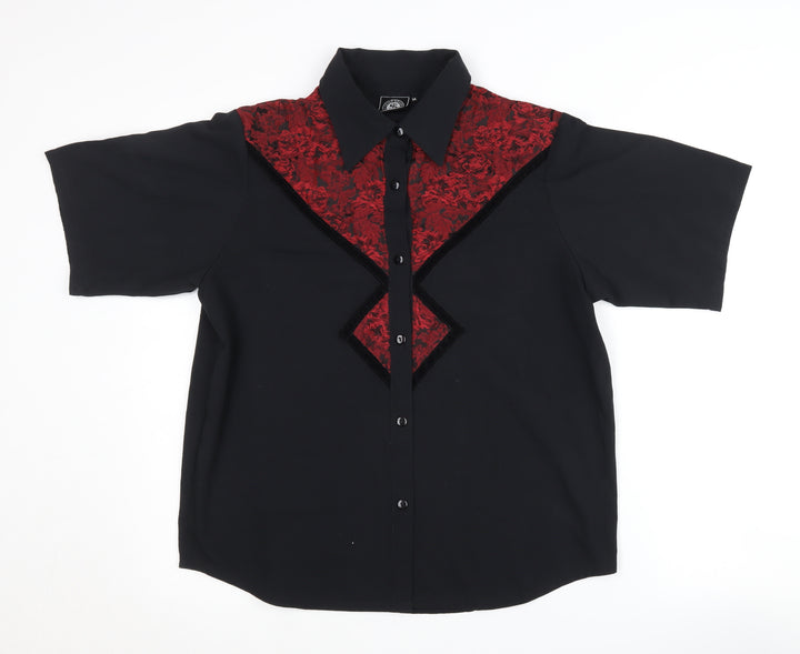 Silver Dollar Unisex Black Button-Up Shirt, Size 14