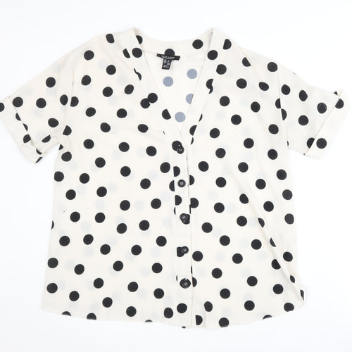 New Look Maternity Polka Dot Blouse, Size 8, Black, Casual
