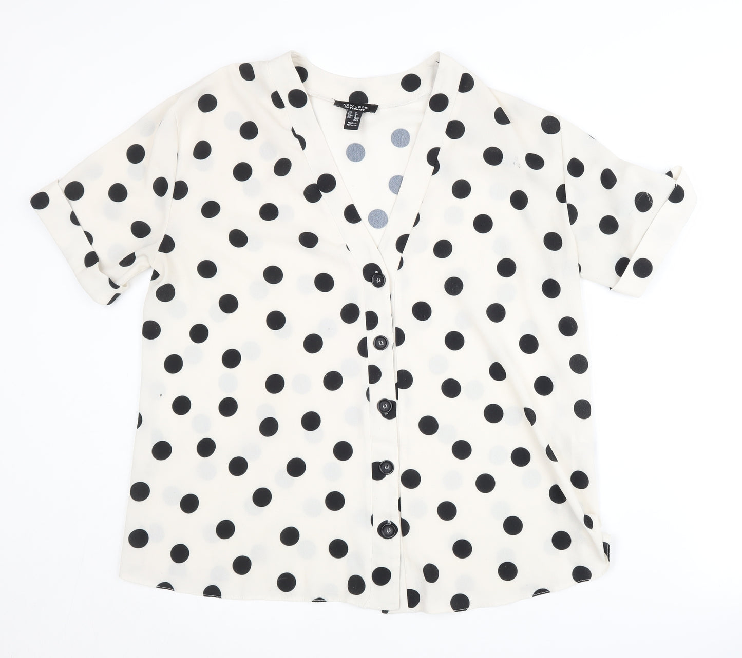New Look Maternity Polka Dot Blouse, Size 8, Black, Casual