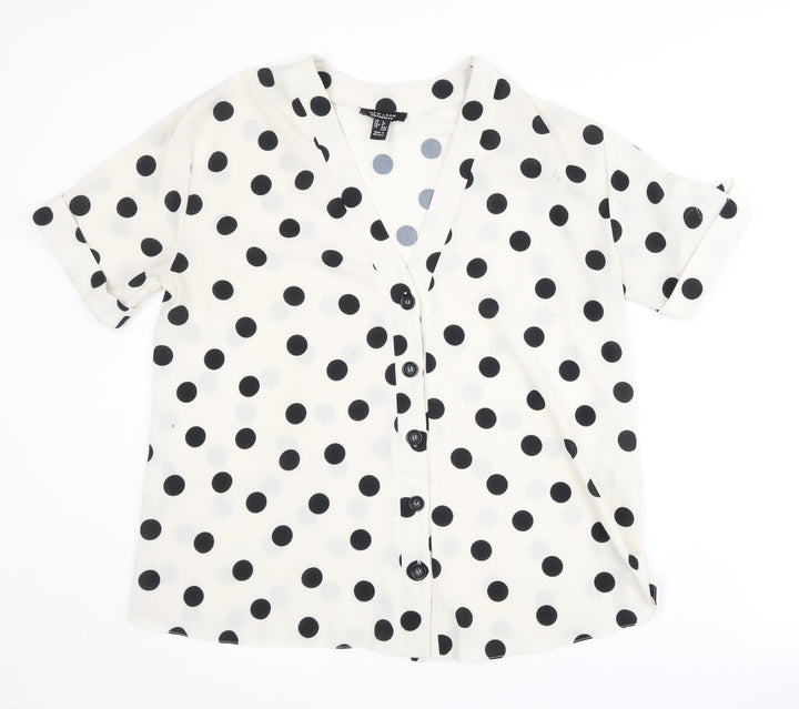 New Look Maternity Polka Dot Blouse, Size 8, Black, Casual