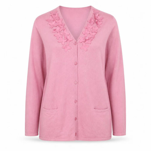 Eastex Women's Pink Cardigan, Size 12, Embroidered V-Neck