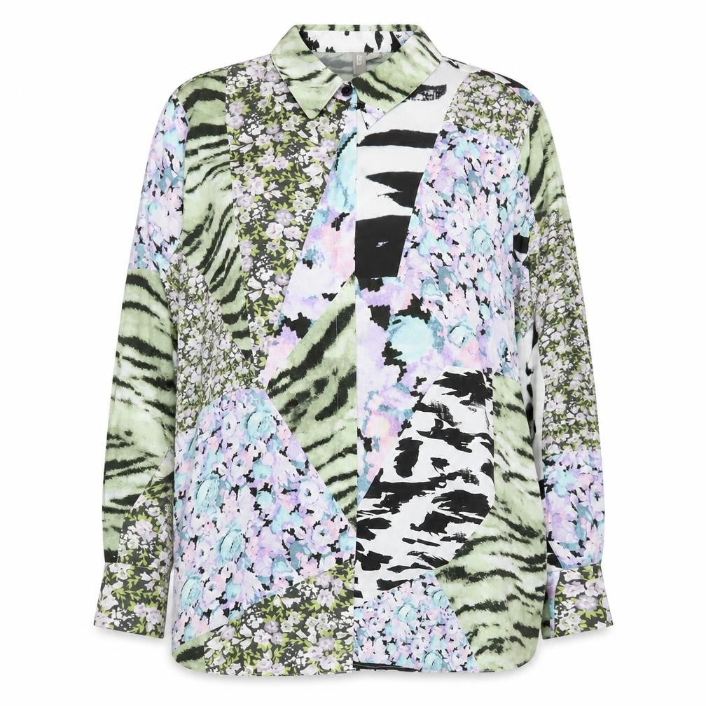 Front view of ASOS Women's Multicoloured Floral Button-Up Shirt, size 16