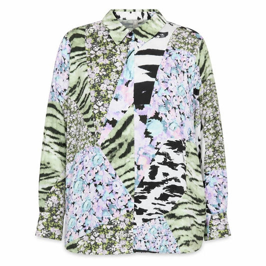 Front view of ASOS Women's Multicoloured Floral Button-Up Shirt, size 16