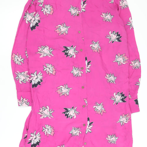SOSANDAR Women's Pink Floral Shirt Dress, Size 8