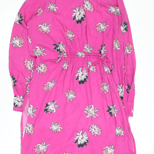 SOSANDAR Women's Pink Floral Shirt Dress, Size 8