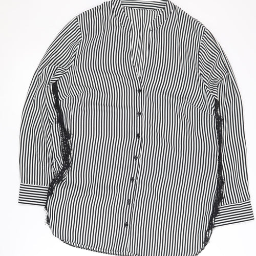 Simply Be Women's Black Striped Button-Up, Size 16