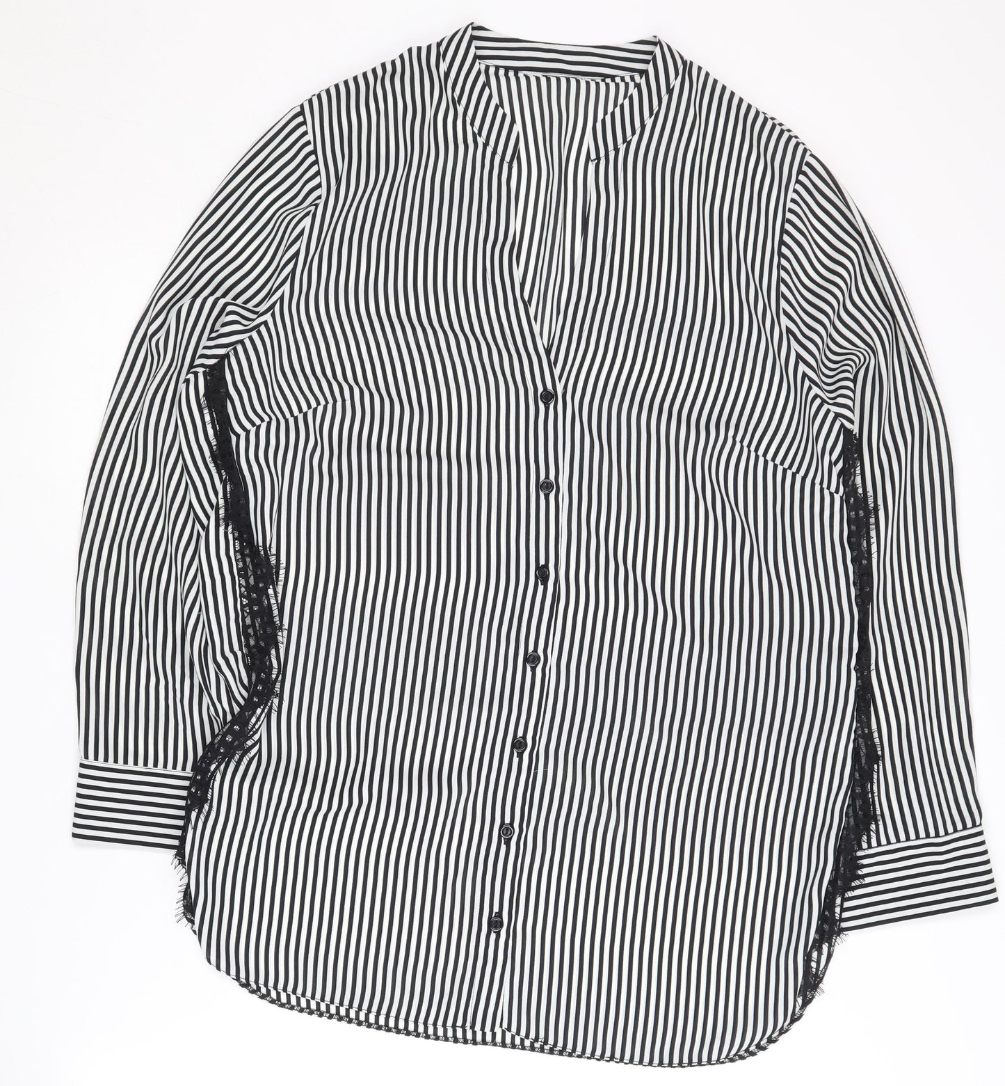 Simply Be Women's Black Striped Button-Up, Size 16