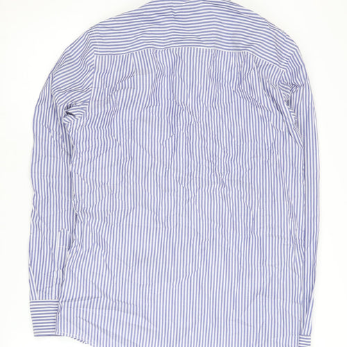 Next Men's Blue Striped Regular Fit Shirt 15.5 Long Sleeve