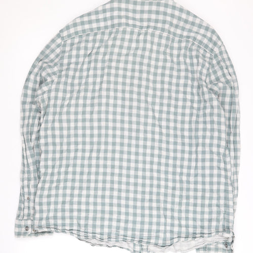 Marks and Spencer Men's Green Check Shirt 2XL