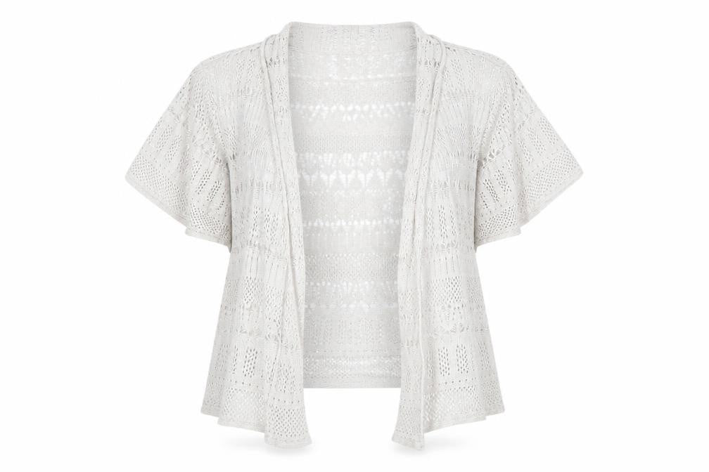Front view of Marks & Spencer Women's Beige Open Front Cardigan, size 8