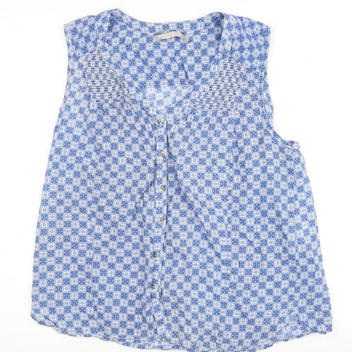 Sfera Women's Blue Geometric Sleeveless Blouse