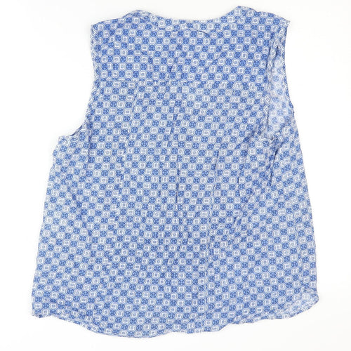 Sfera Women's Blue Geometric Sleeveless Blouse