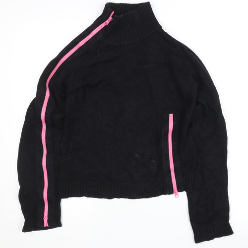 Zara Women's Black Mock Neck Zip Jumper Size 12