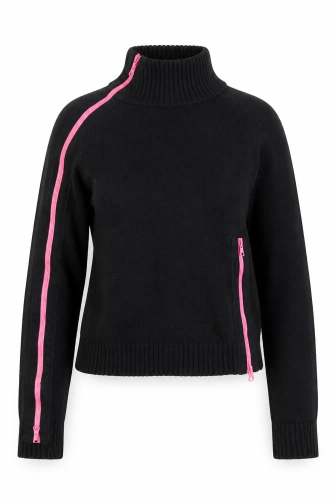 Front view of Zara Women's Black Mock Neck Zip Jumper, size 12