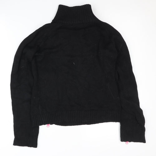Zara Women's Black Mock Neck Zip Jumper Size 12