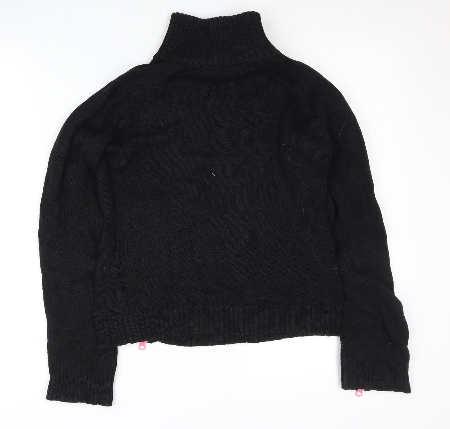 Zara Women's Black Mock Neck Zip Jumper Size 12