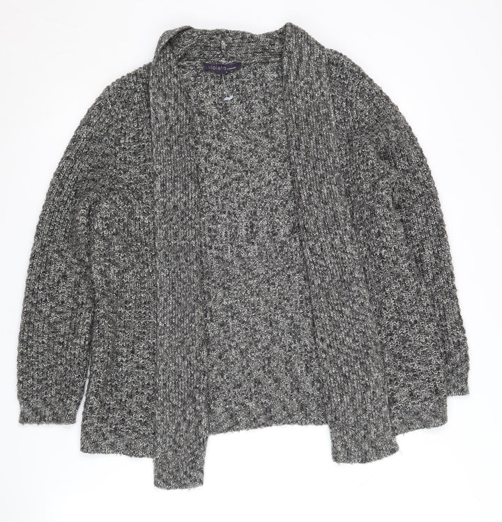 Violeta by Mango Women's Grey Knit Open Front Cardigan Size 10