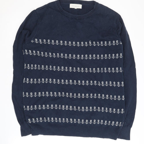 Frederik Anderson Men's Blue Graphic Print Jumper M