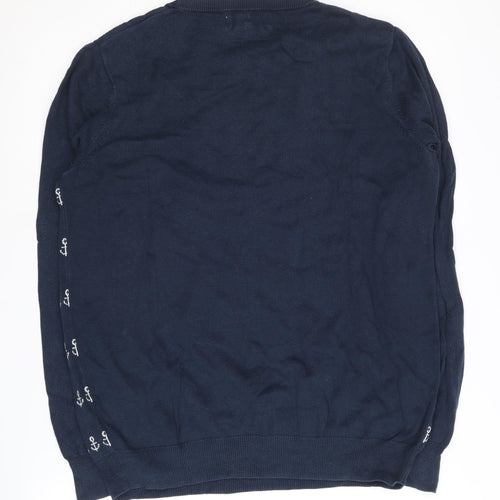 Frederik Anderson Men's Blue Graphic Print Jumper M