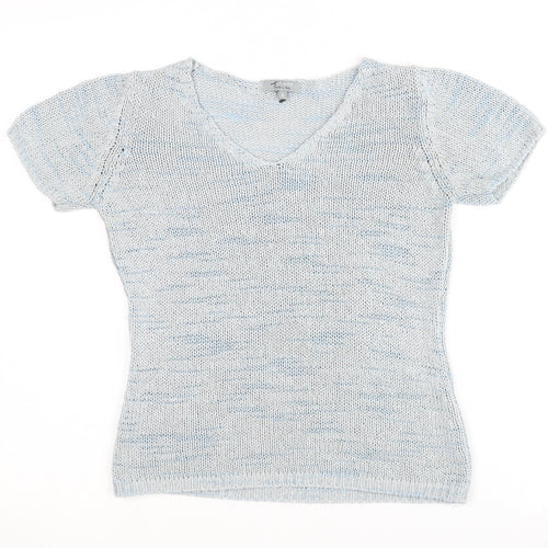 Per Una Women's Blue V-Neck Short Sleeve Jumper
