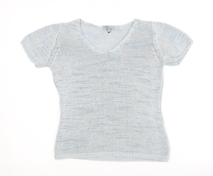 Per Una Women's Blue V-Neck Short Sleeve Jumper