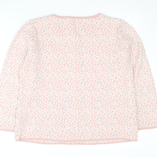 Afibel Women's Pink Cardigan, Size 14, Geometric Knit