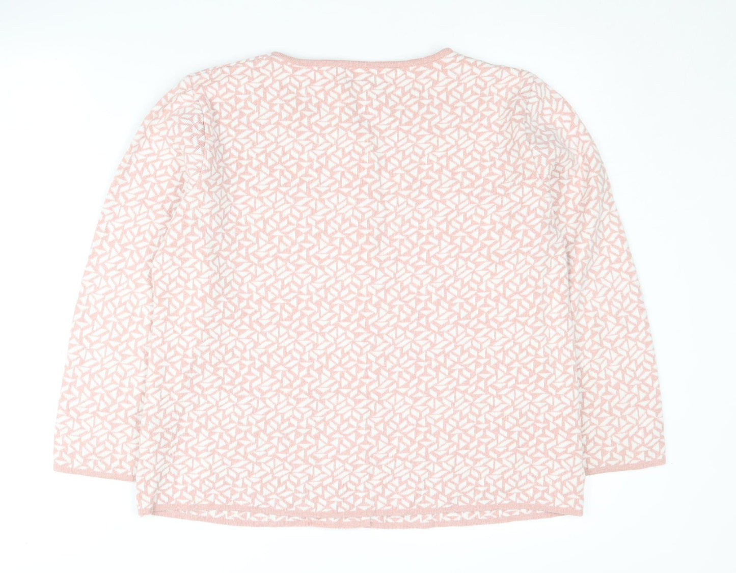 Afibel Women's Pink Cardigan, Size 14, Geometric Knit