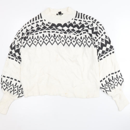 Ann Taylor Women’s White Geometric Pullover Jumper S