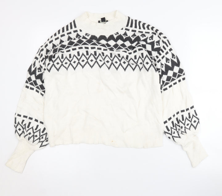 Ann Taylor Women’s White Geometric Pullover Jumper S