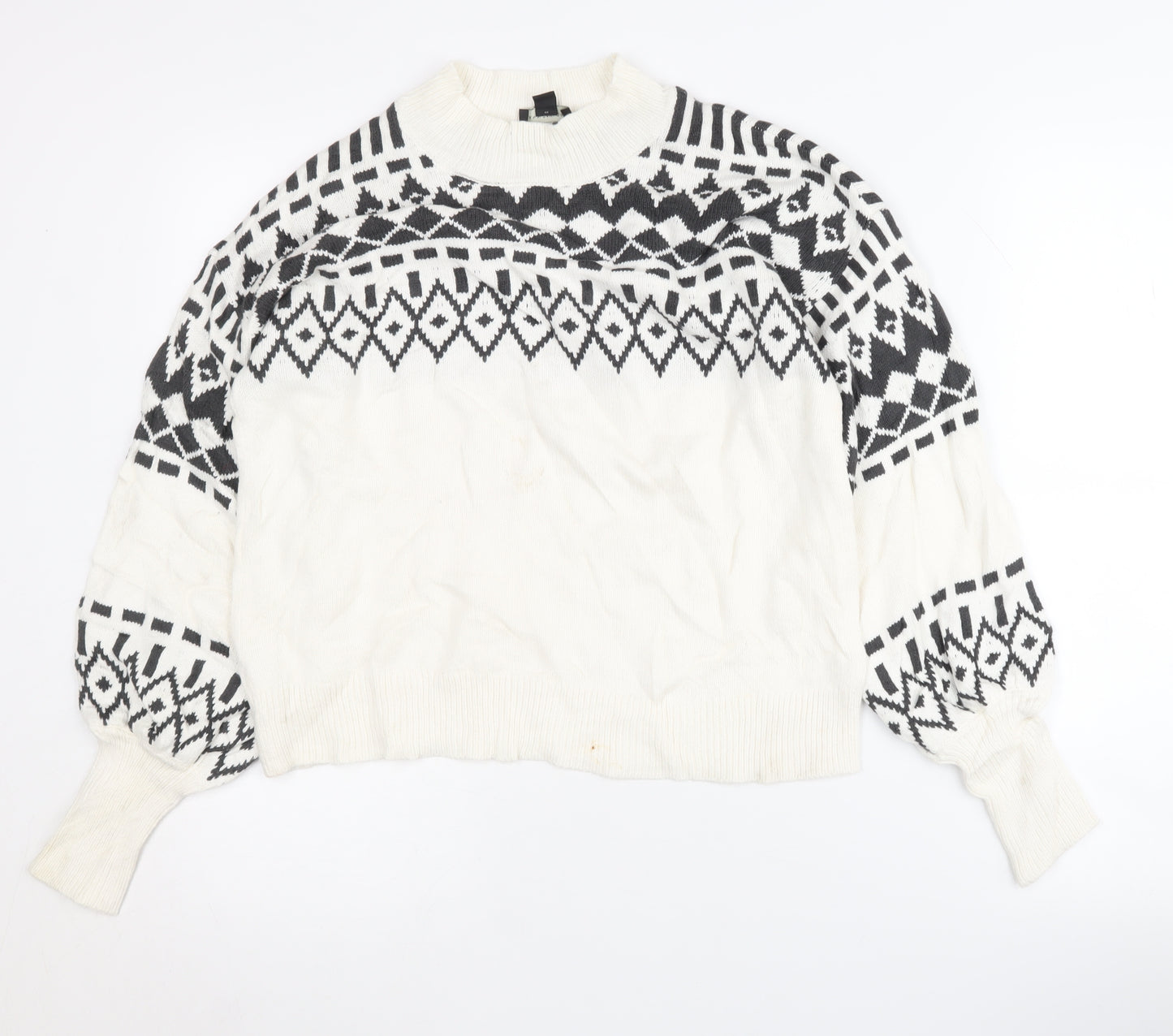 Ann Taylor Women’s White Geometric Pullover Jumper S