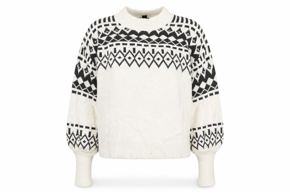 Front view of Ann Taylor Women’s White Geometric jumper S