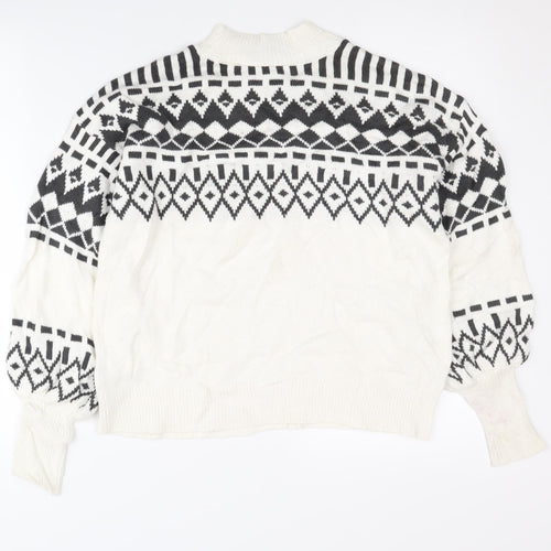 Ann Taylor Women’s White Geometric Pullover Jumper S