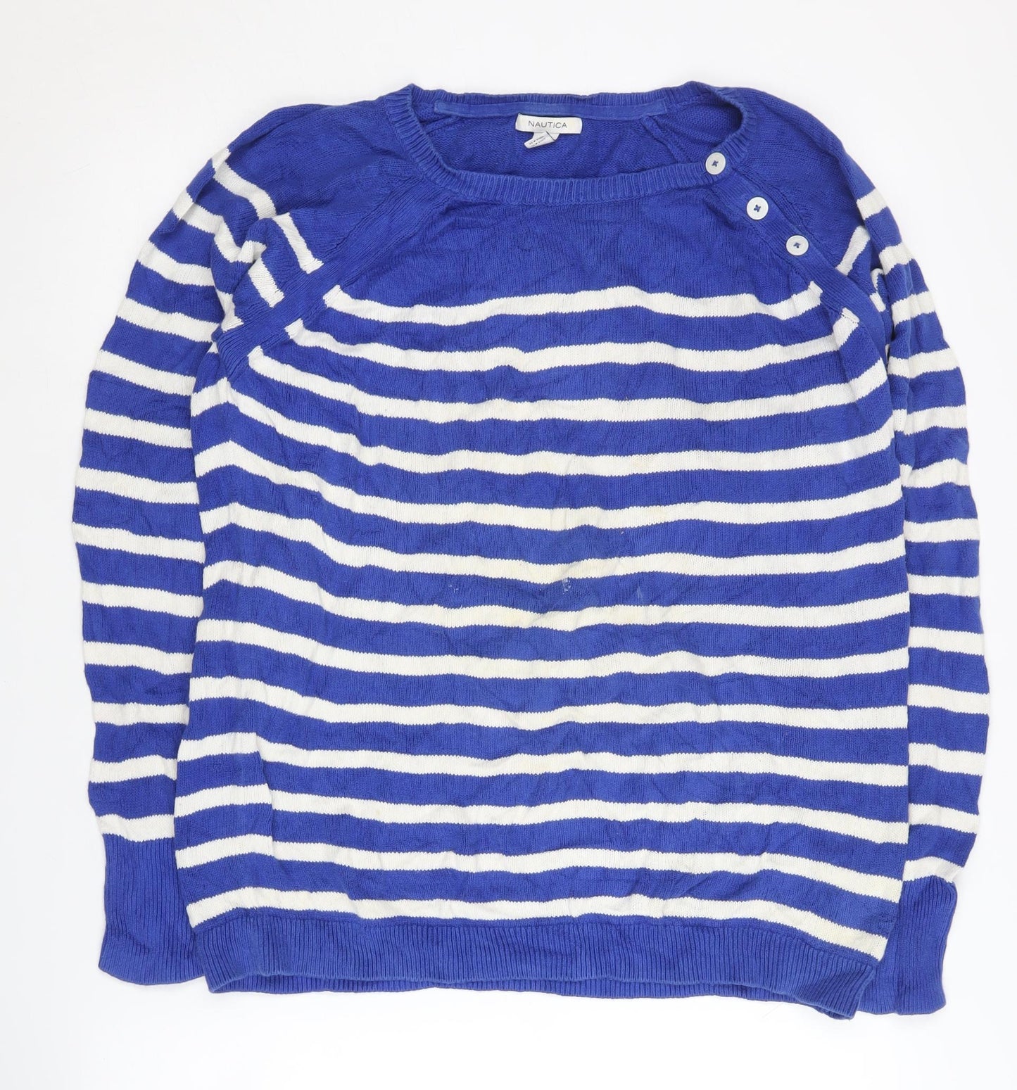 Nautica Women's Blue Striped Pullover Jumper XL