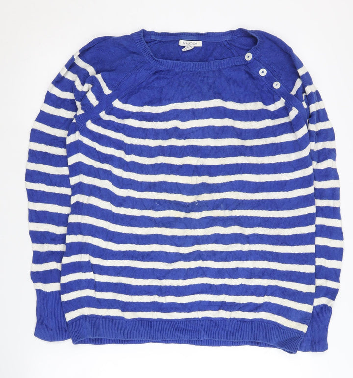 Nautica Women's Blue Striped Pullover Jumper XL