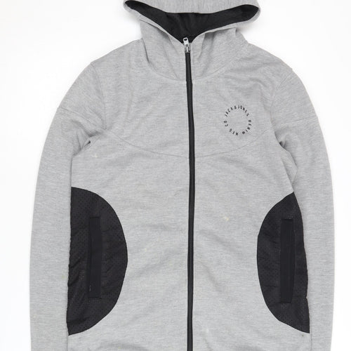 Jack & Jones Grey Full Zip Hoodie, Men's S, Casual Style